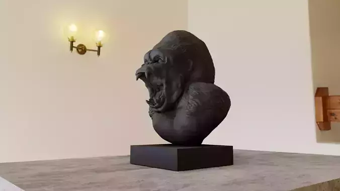 Gorilla head bust stl statue 3d print file 