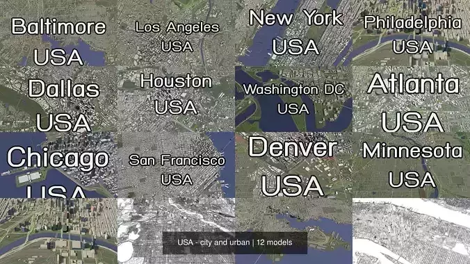 USA set 1 - city and urban 3D Model Collection