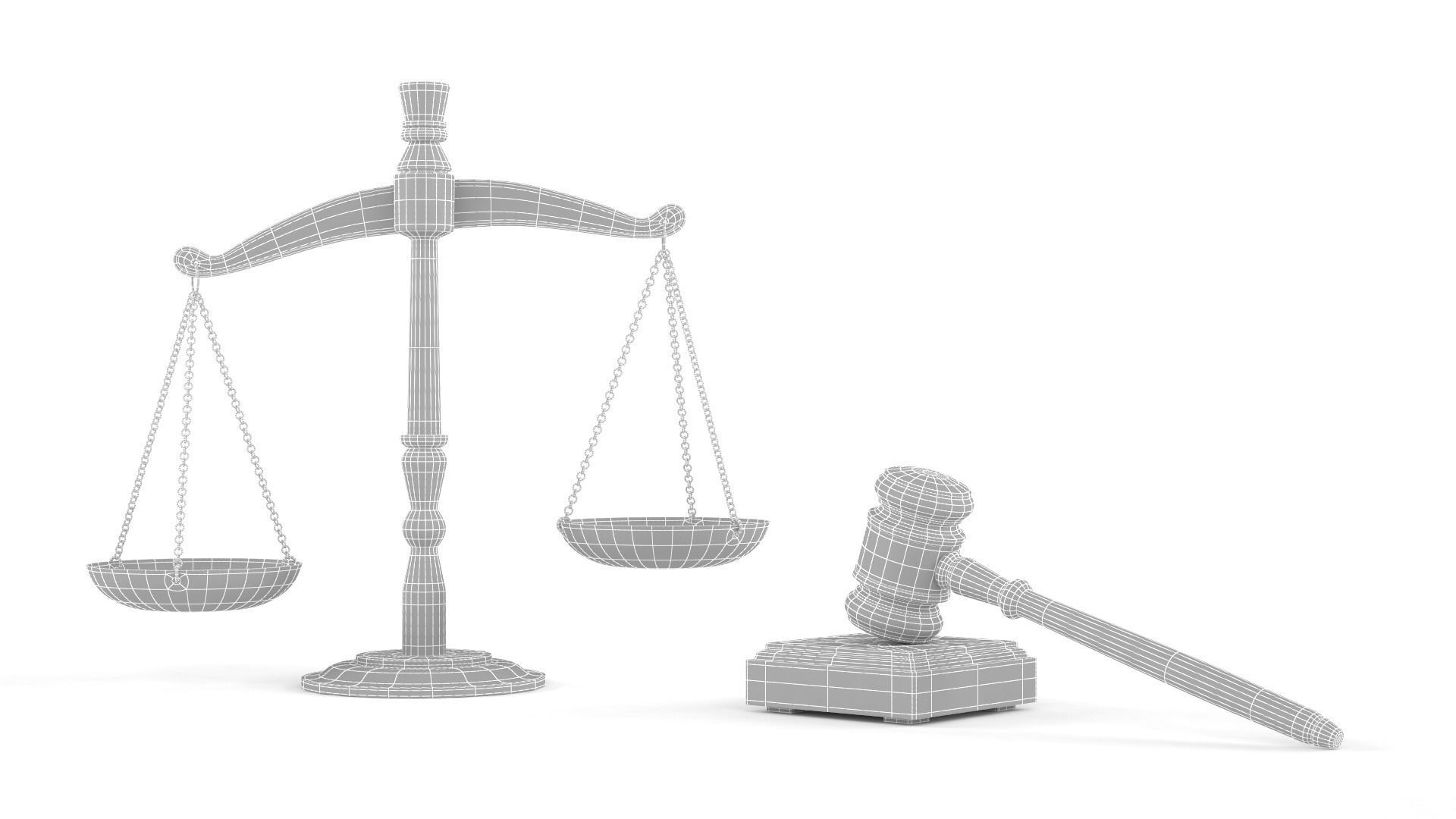 Weight Scale and Gavel 3D model_7