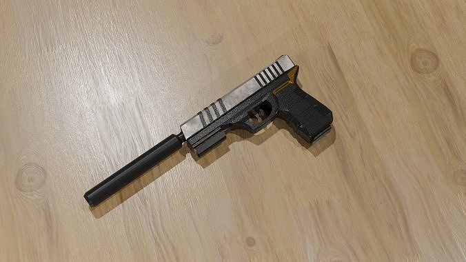 Near Future Pistol with Screen Low-poly 3D model