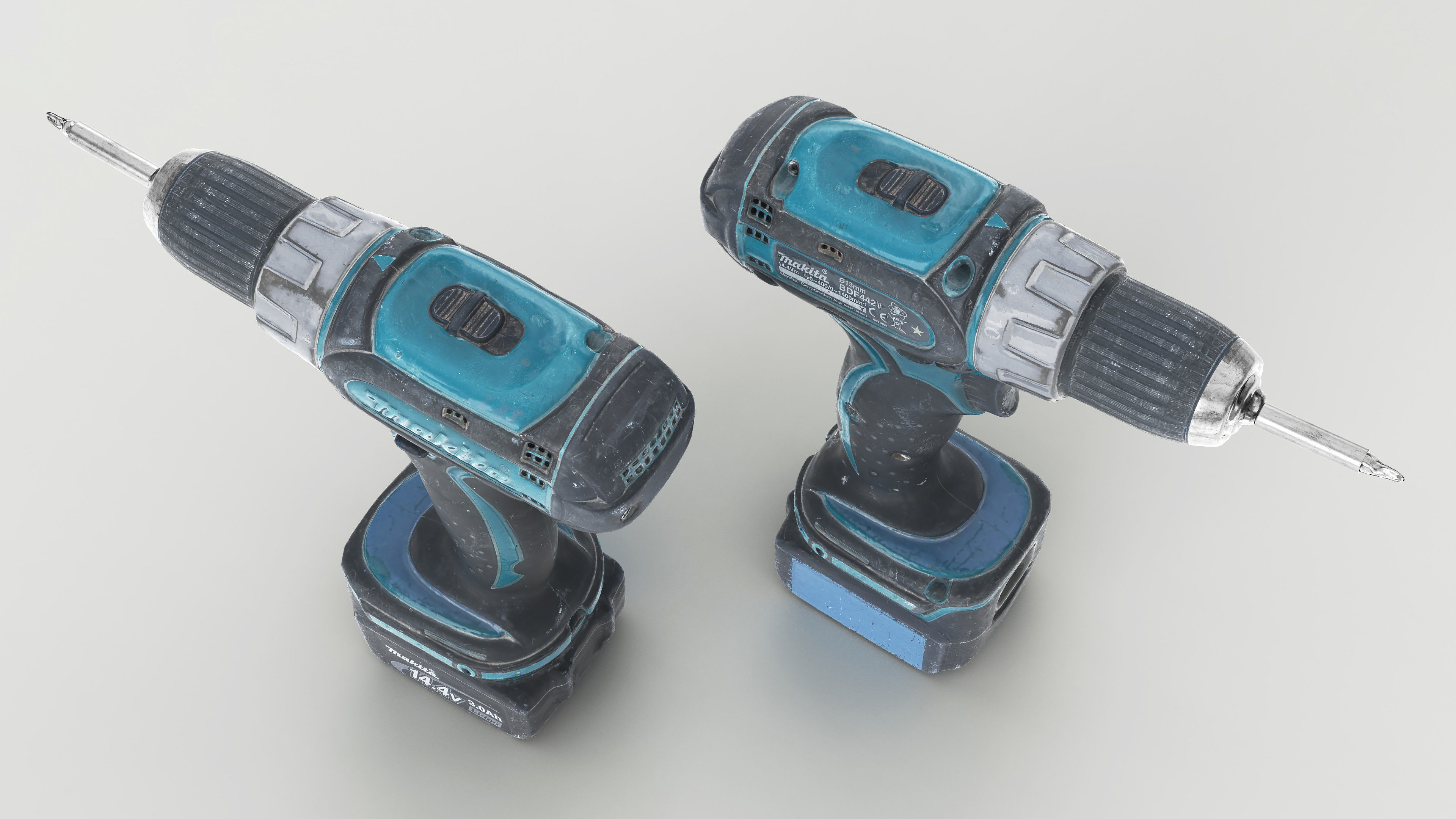 Drill Electric Used Makita Low-poly 3D model_5