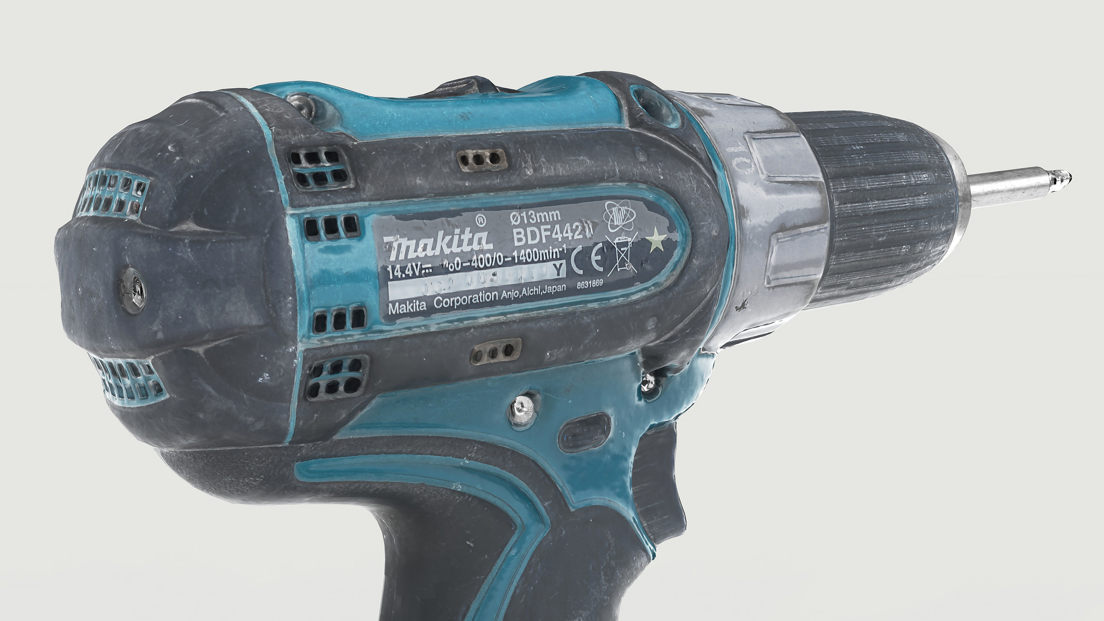Drill Electric Used Makita Low-poly 3D model_6