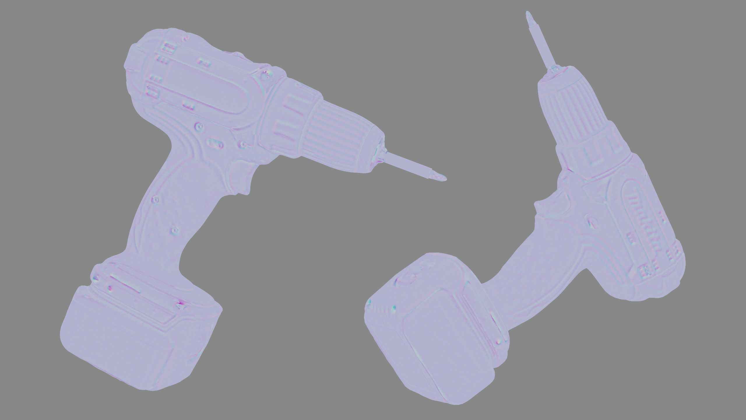 Drill Electric Used Makita Low-poly 3D model_18