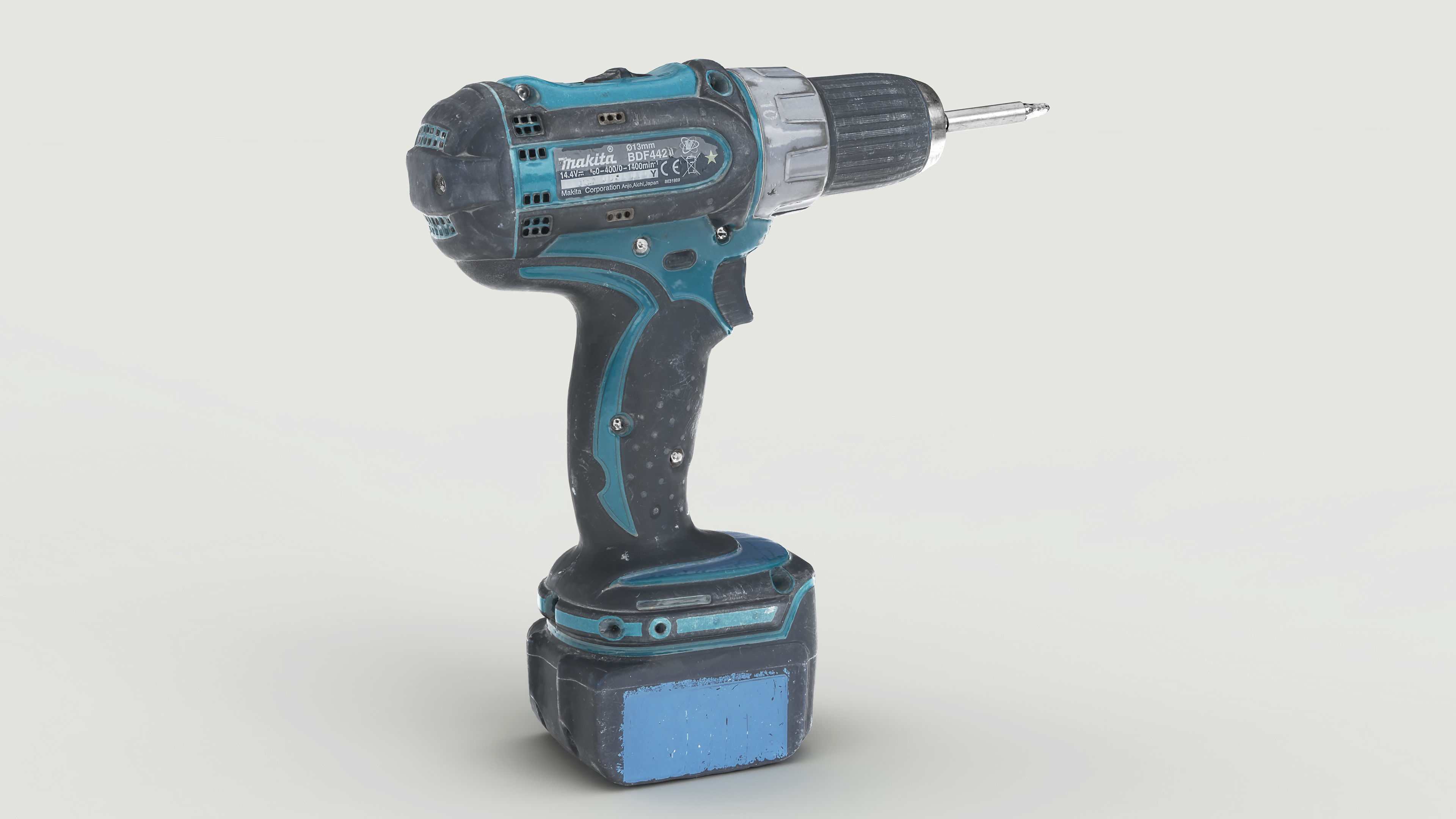 Drill Electric Used Makita Low-poly 3D model_2
