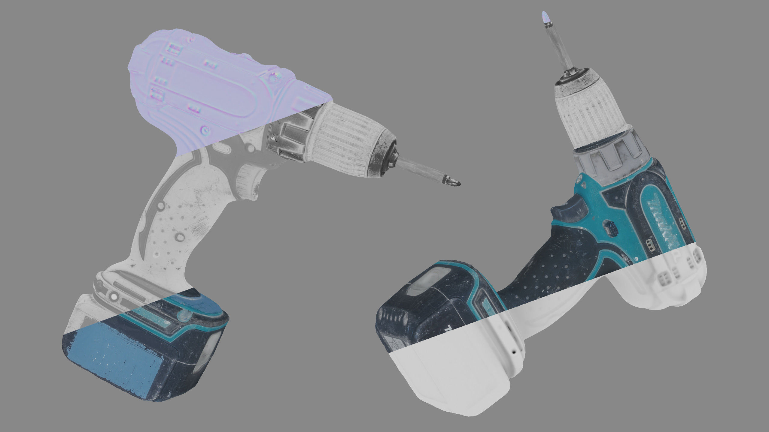 Drill Electric Used Makita Low-poly 3D model_13