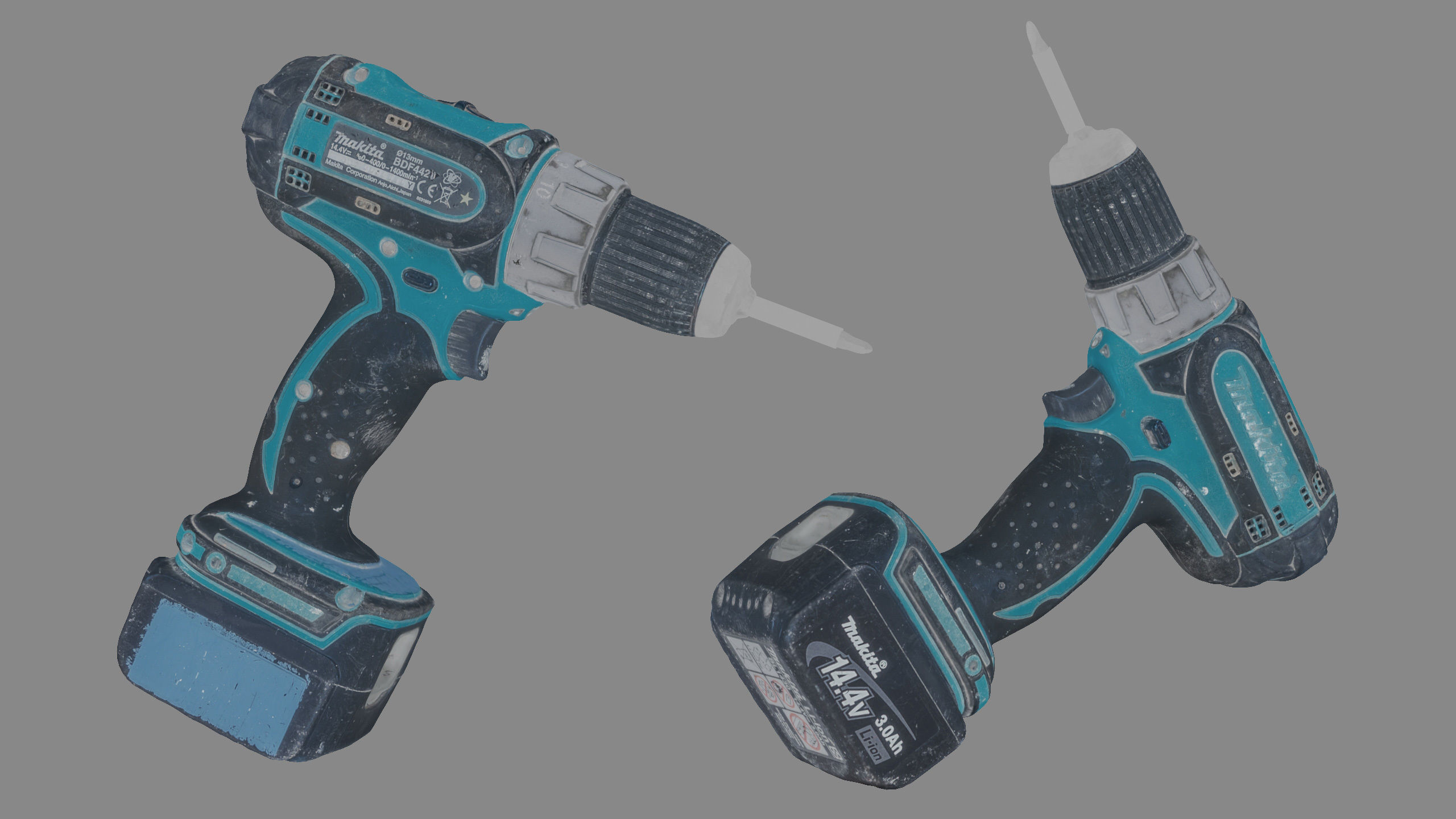 Drill Electric Used Makita Low-poly 3D model_15