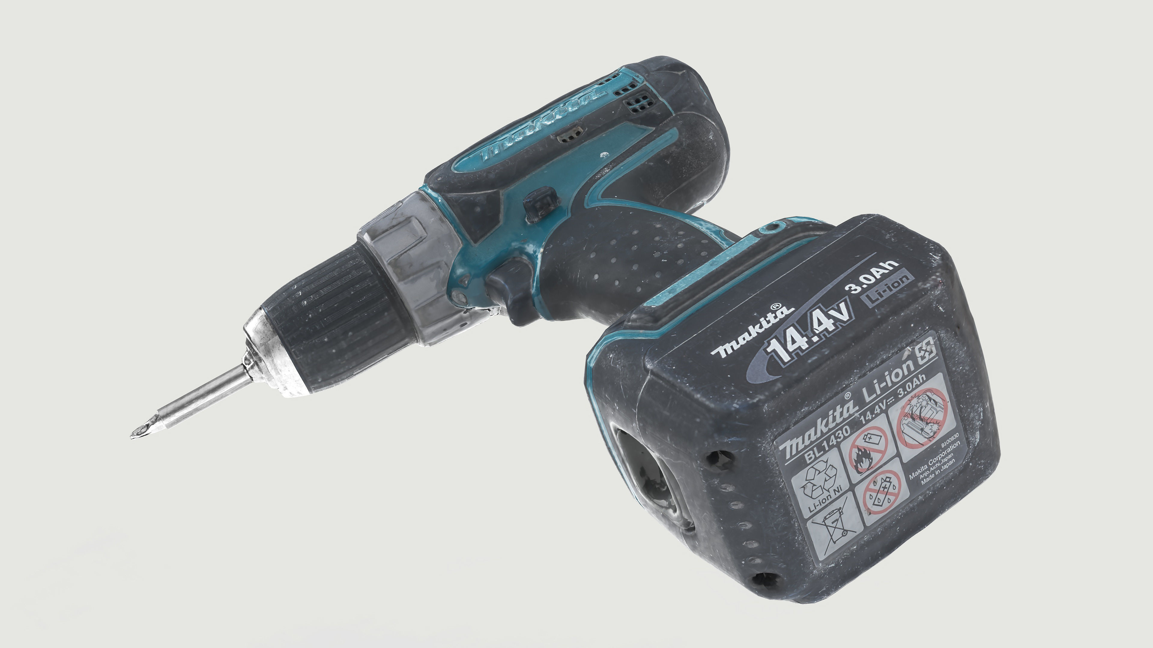 Drill Electric Used Makita Low-poly 3D model_8