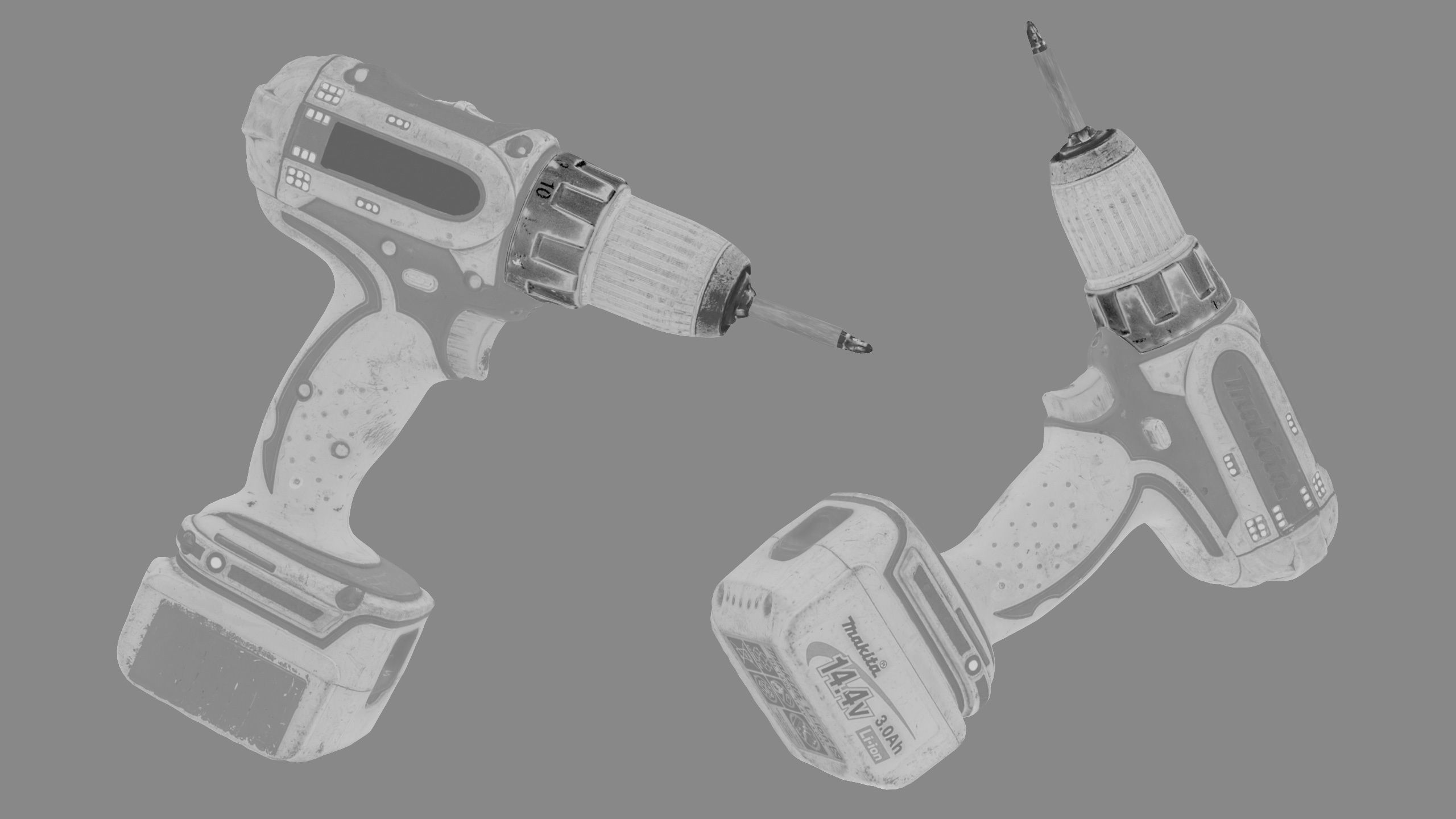 Drill Electric Used Makita Low-poly 3D model_17