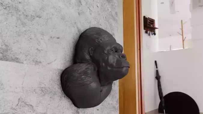 Gorilla head wall mount mouth closed decor stl 3d print file