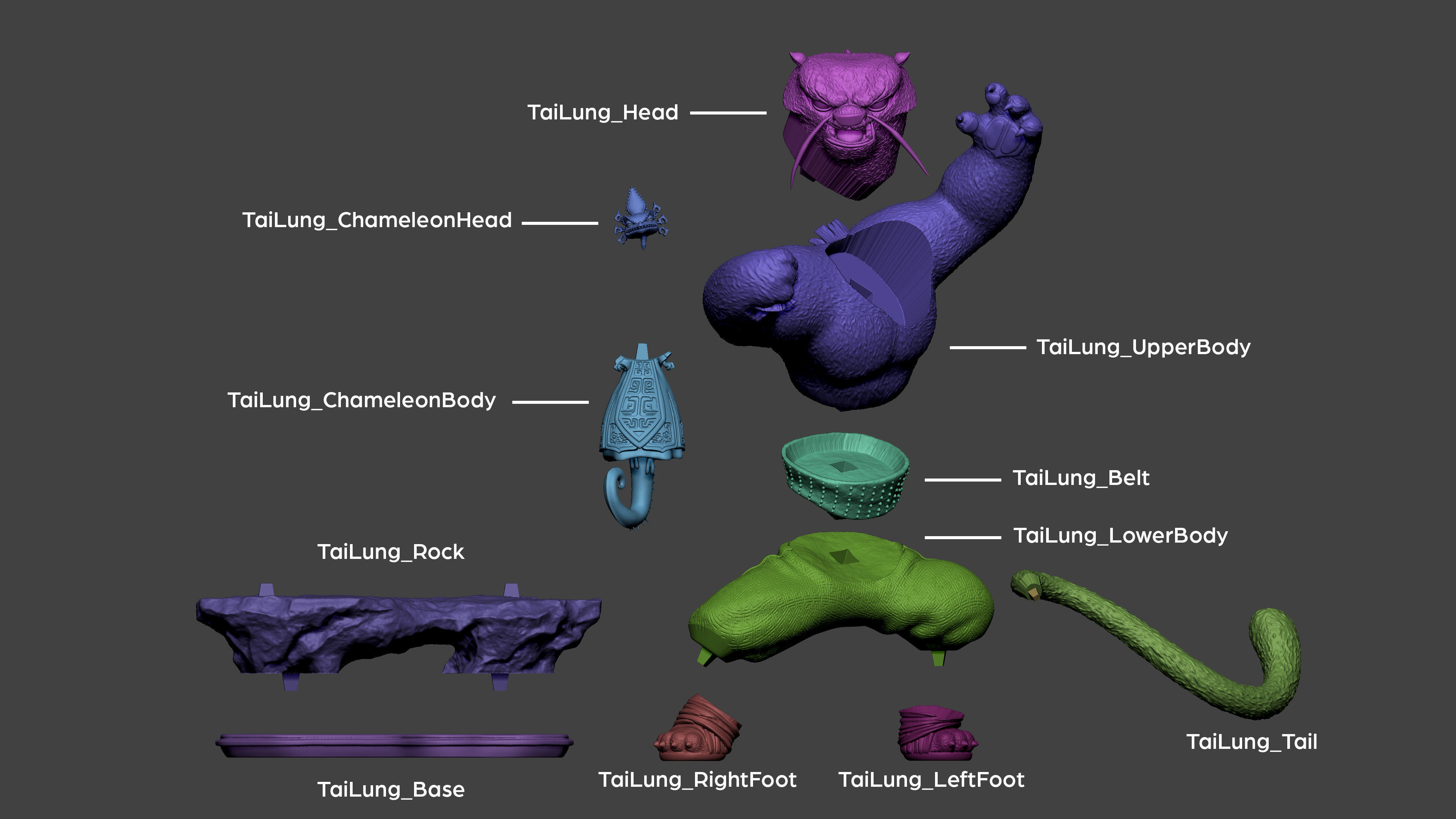 Tai Lung with Chameleon 3D print model_4