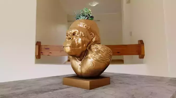 GORILLA BUST PLANTER POT FLOWER VASE 3D PRINT STL FILE
