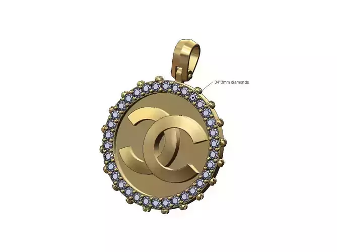 Screw CC fashion brand diamond pendant with bail