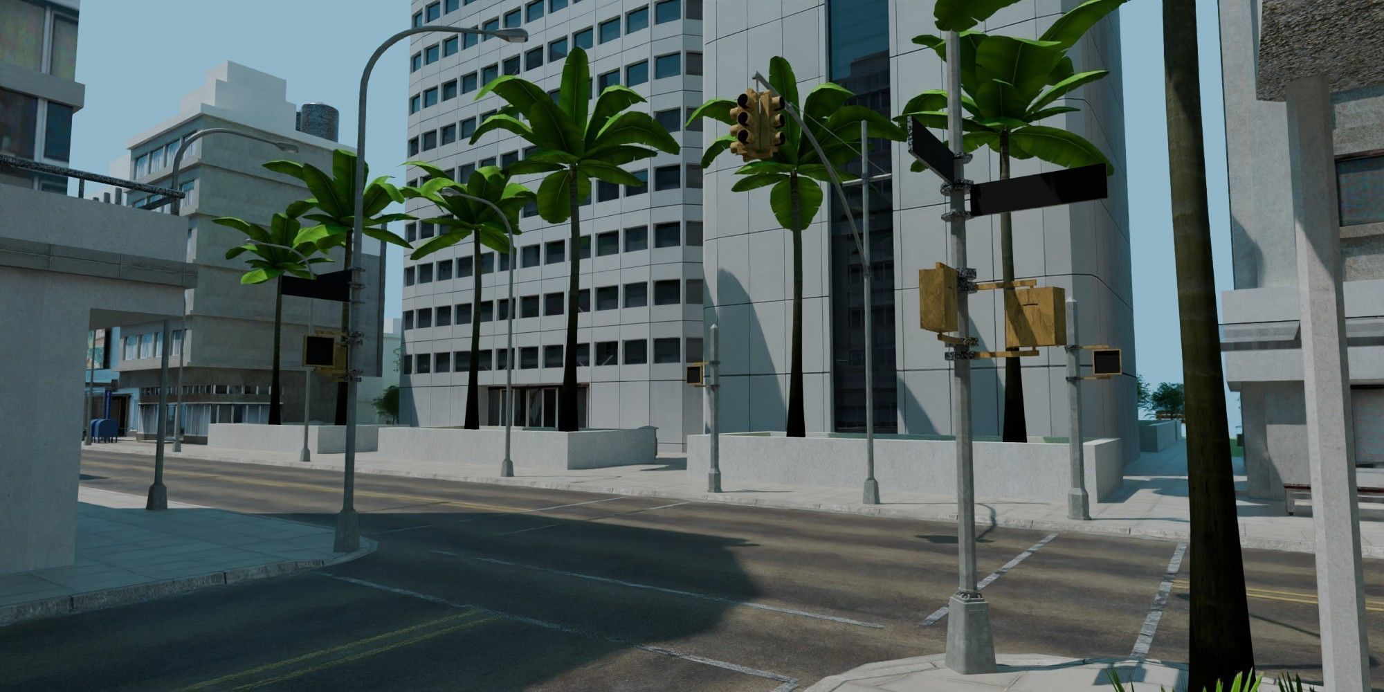 City Downtown Skyscraper Street Low-poly 3D model_10