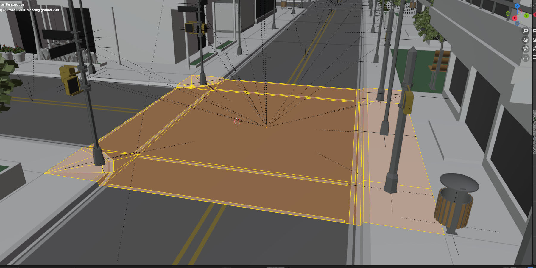 City Downtown Skyscraper Street Low-poly 3D model_24