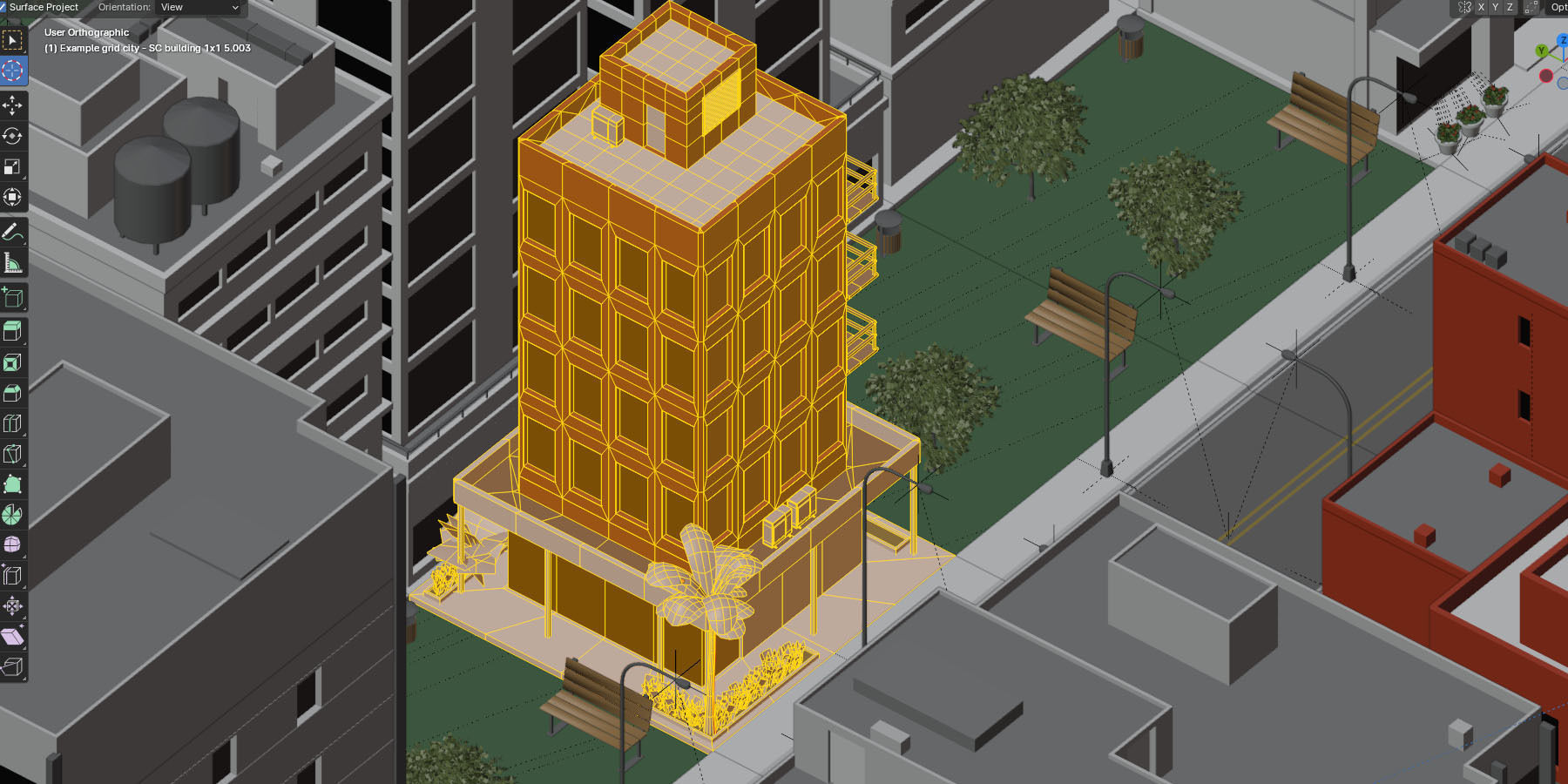 City Downtown Skyscraper Street Low-poly 3D model_19