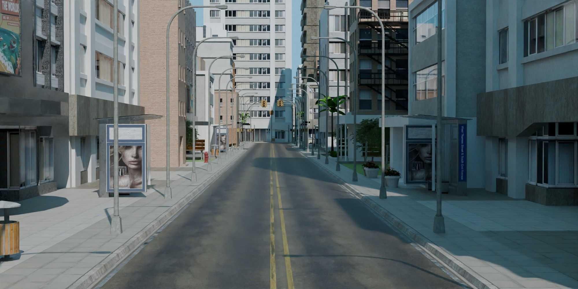 City Downtown Skyscraper Street Low-poly 3D model_1