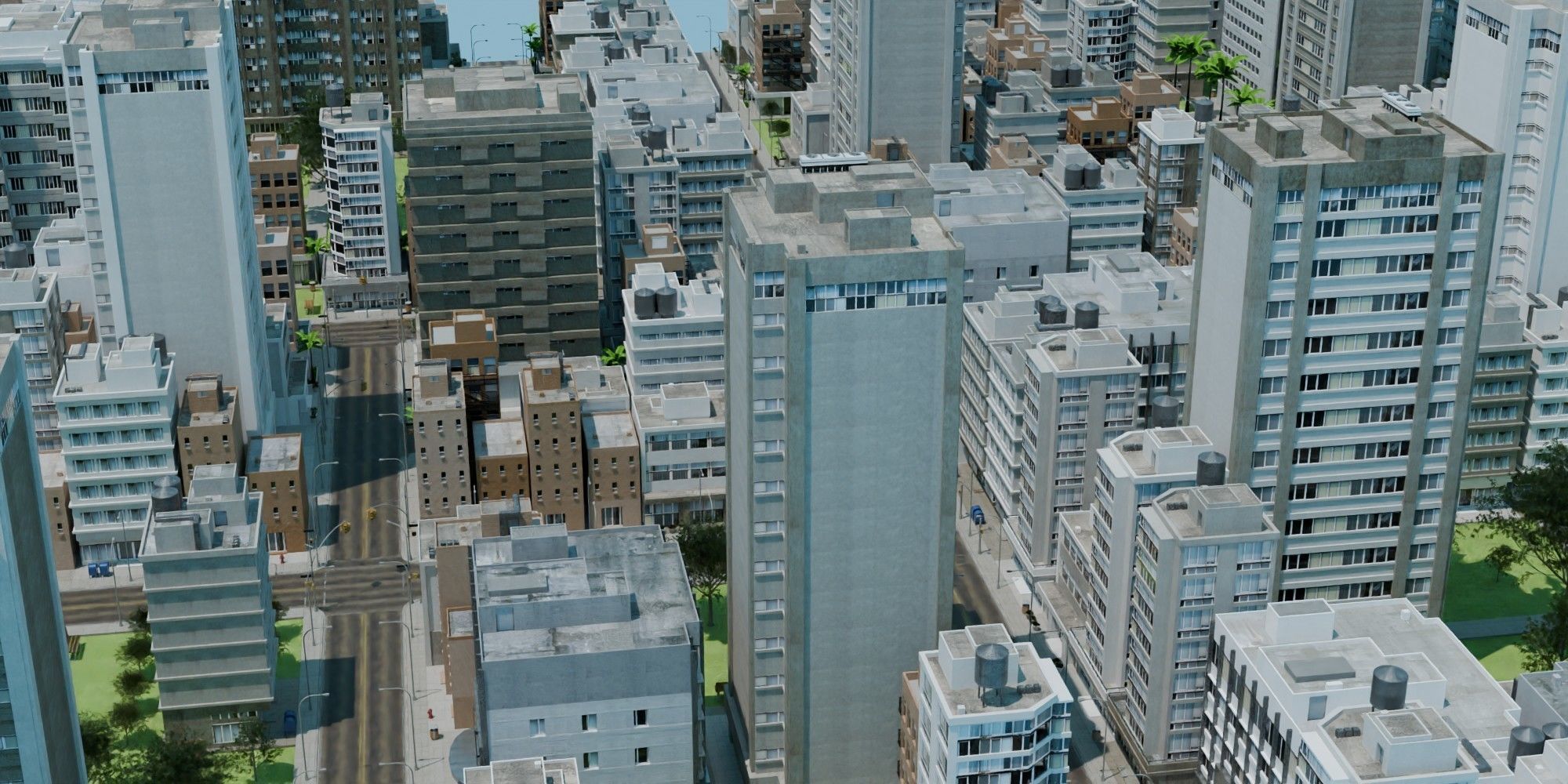 City Downtown Skyscraper Street Low-poly 3D model_15