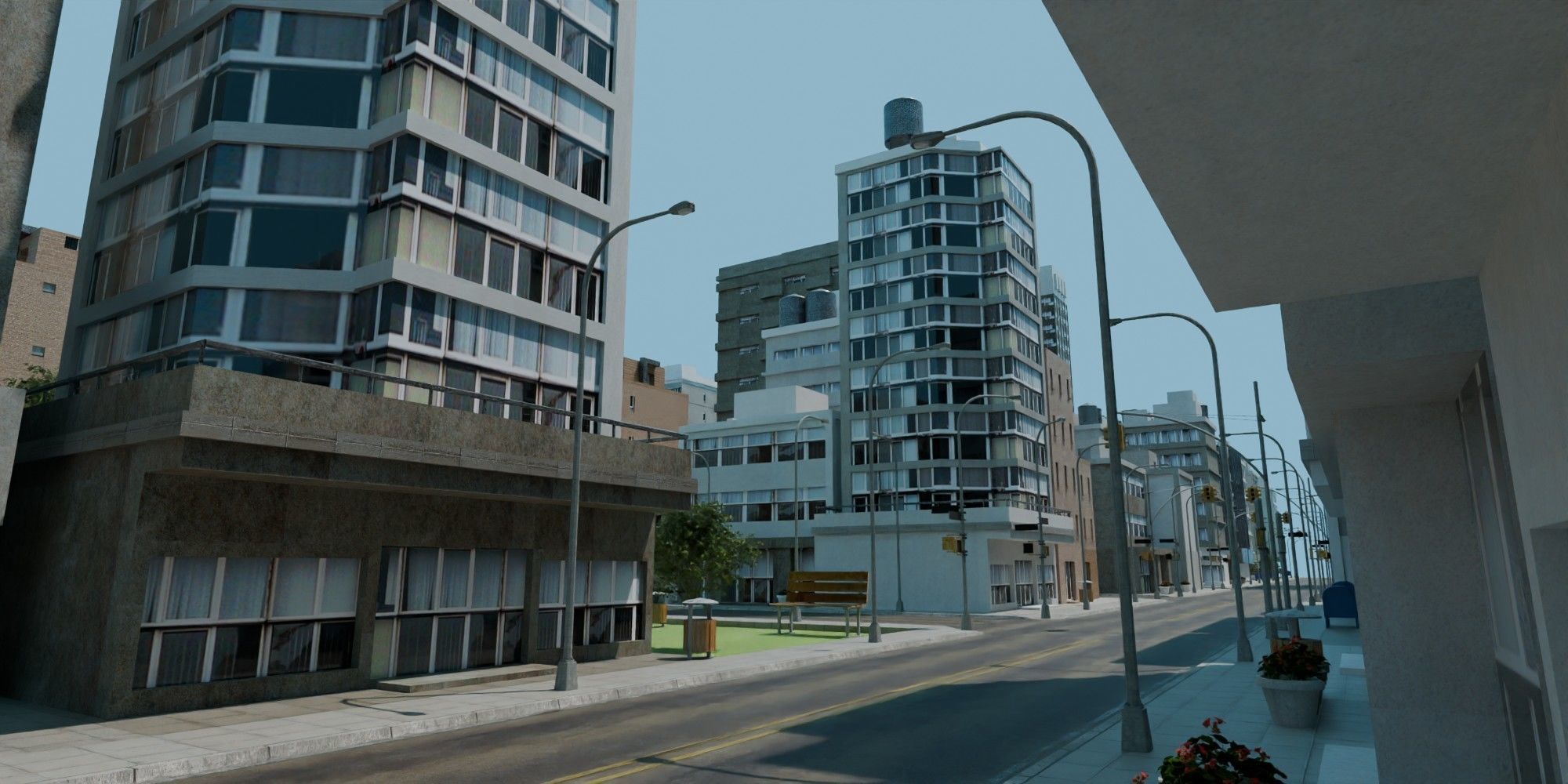 City Downtown Skyscraper Street Low-poly 3D model_8