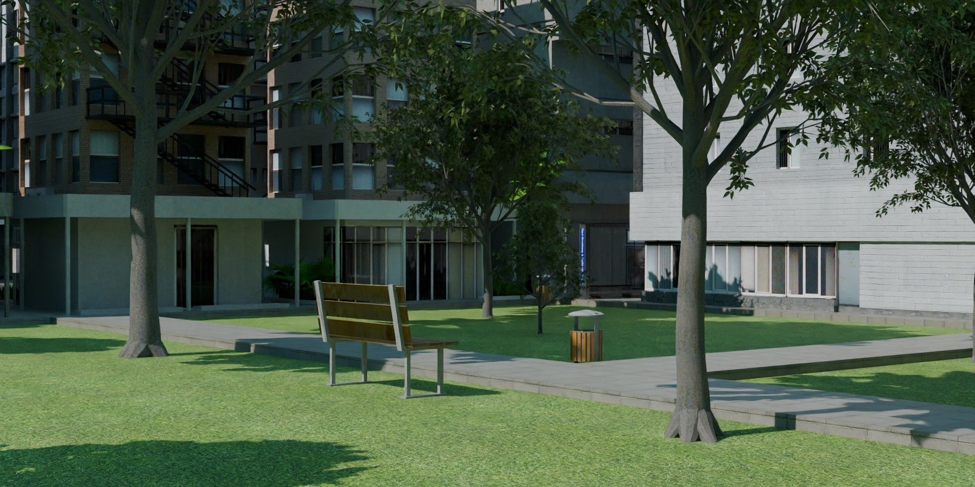 City Downtown Skyscraper Street Low-poly 3D model_6