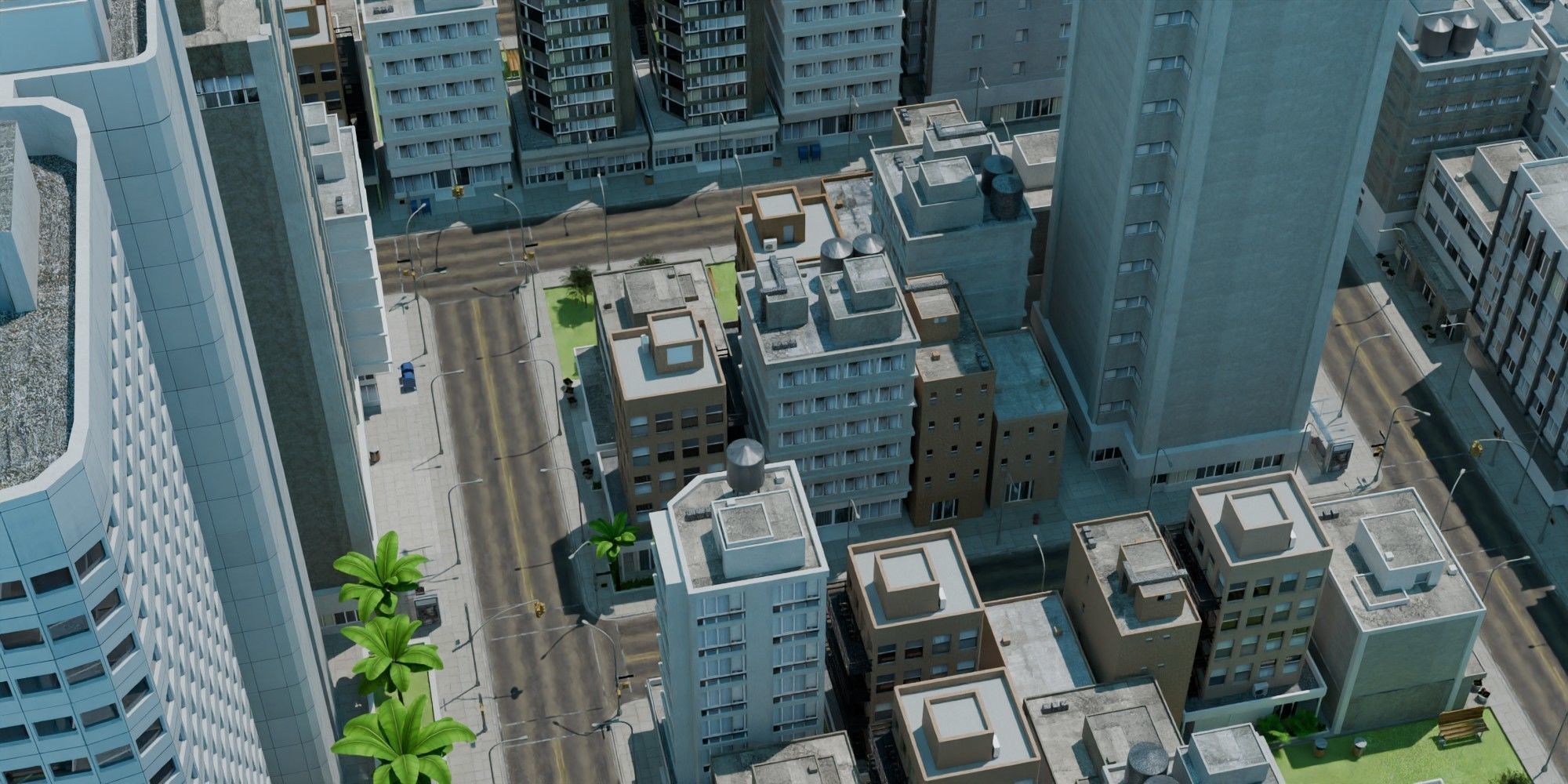 City Downtown Skyscraper Street Low-poly 3D model_14
