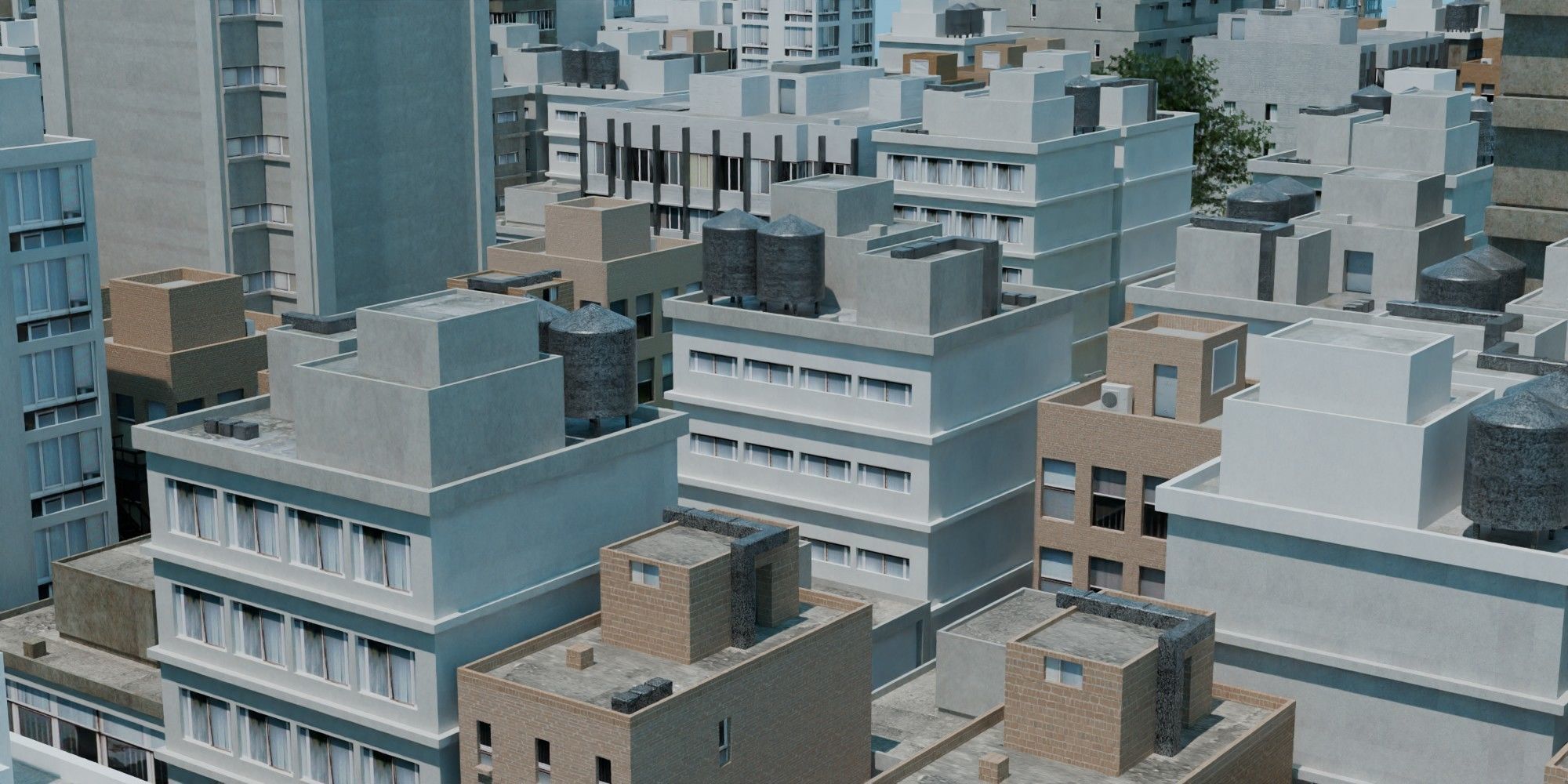 City Downtown Skyscraper Street Low-poly 3D model_12