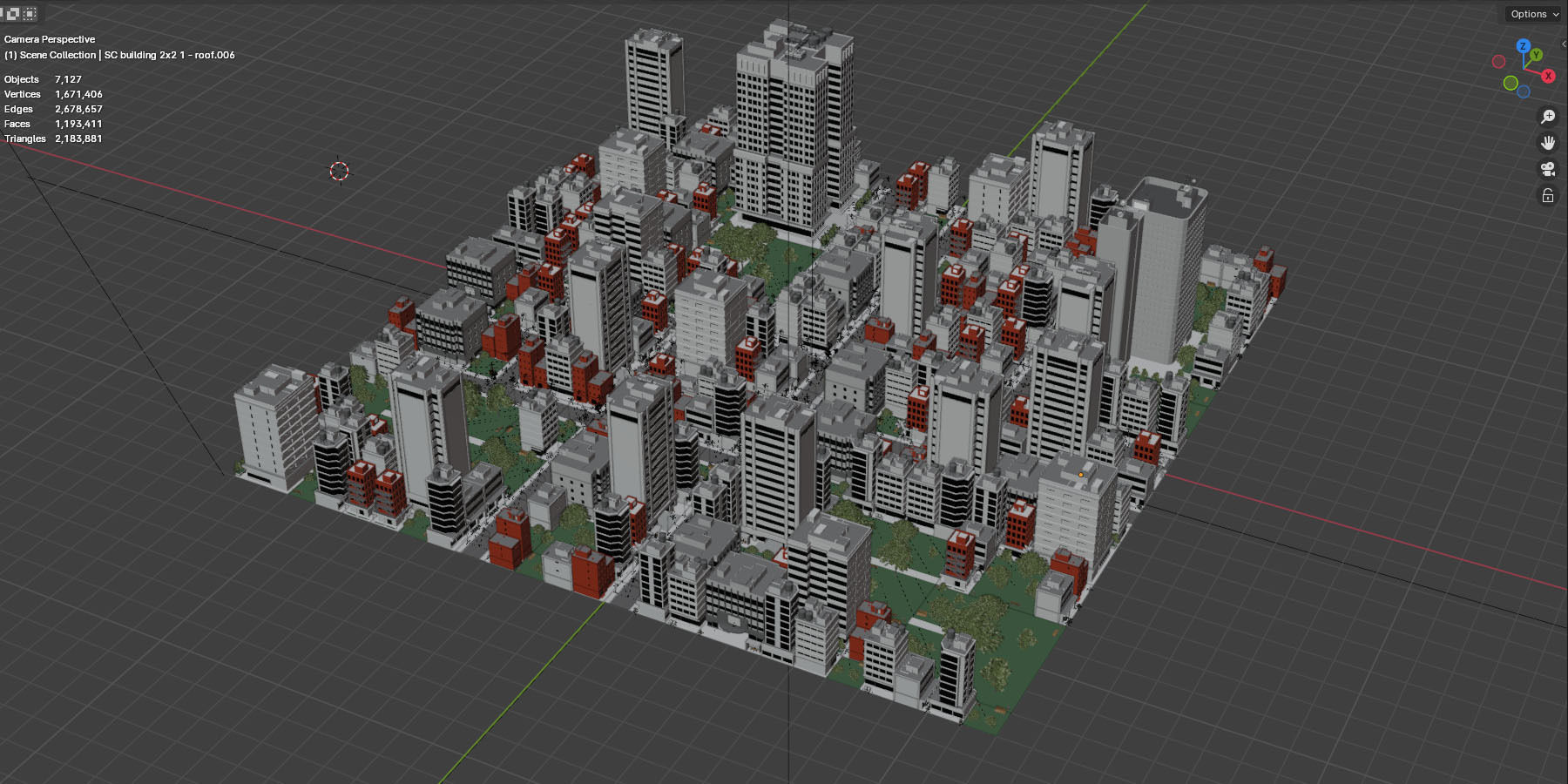 City Downtown Skyscraper Street Low-poly 3D model_16