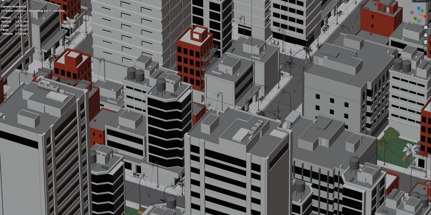 City Downtown Skyscraper Street Low-poly 3D model_17