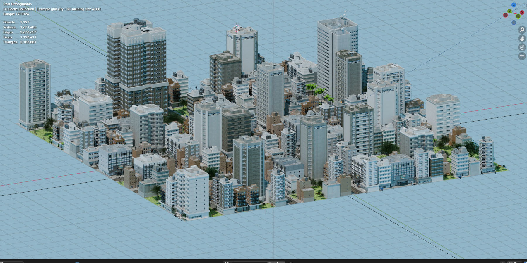 City Downtown Skyscraper Street Low-poly 3D model_28