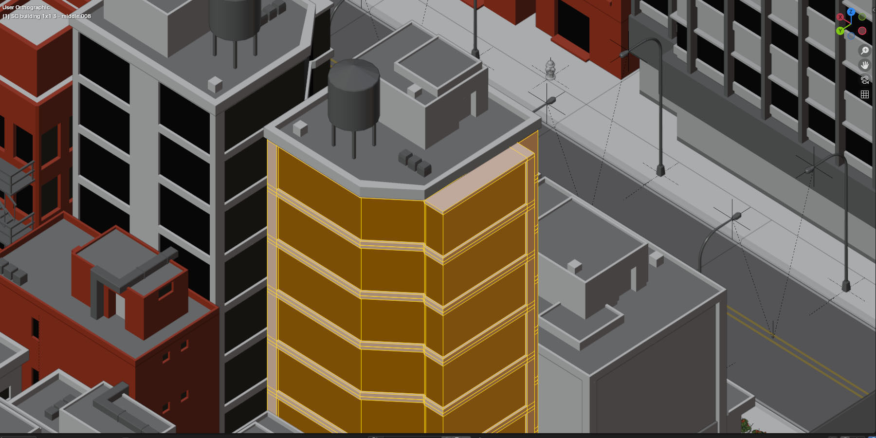 City Downtown Skyscraper Street Low-poly 3D model_23