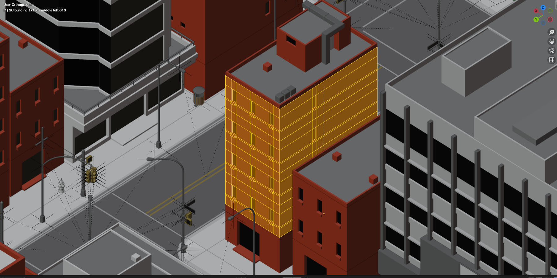 City Downtown Skyscraper Street Low-poly 3D model_22