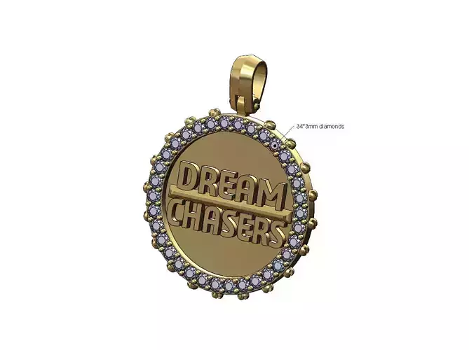 Screw Dream chasers diamond pendant with bail