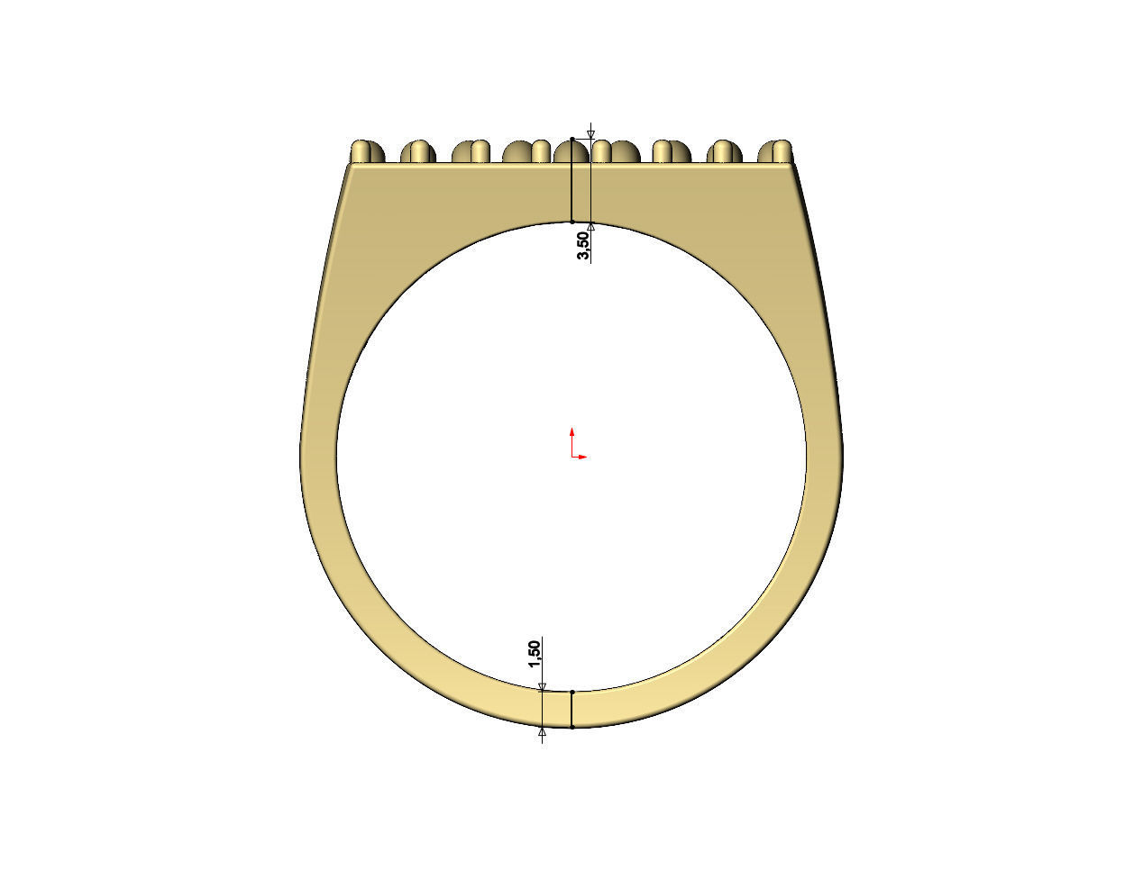 Diamond wire top rectangular ring US sizes 7to11 3D print model_7