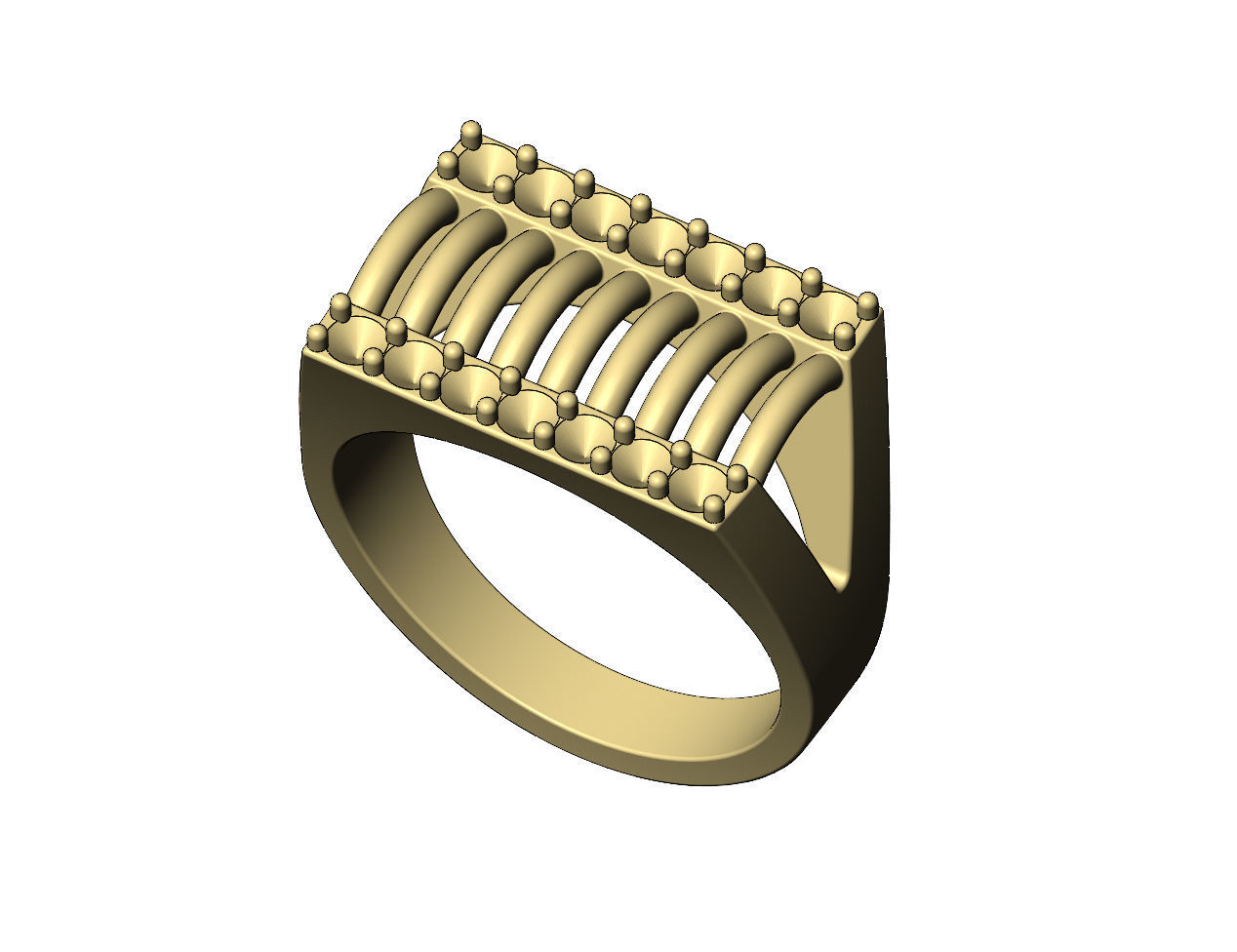 Diamond wire top rectangular ring US sizes 7to11 3D print model_6