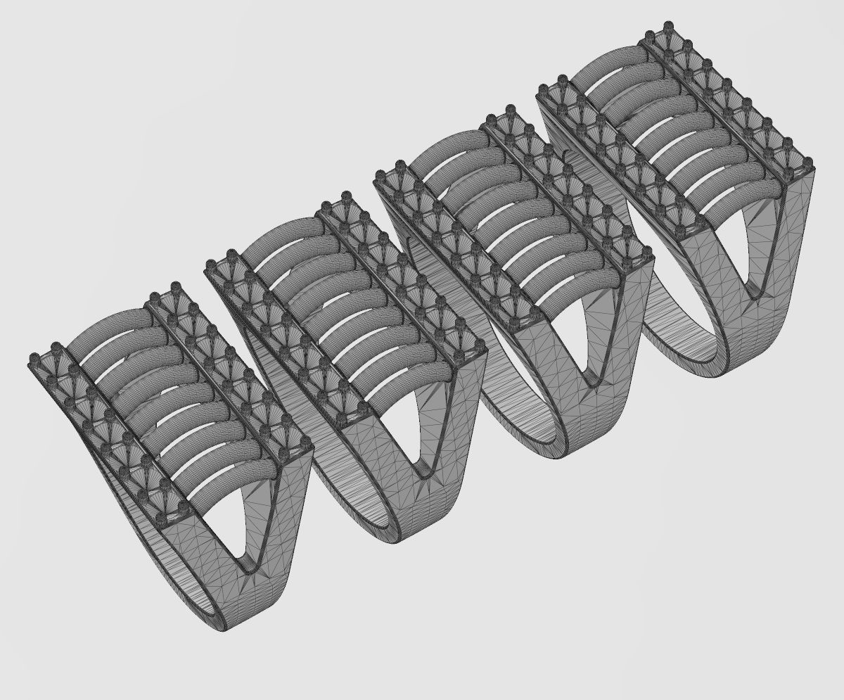 Diamond wire top rectangular ring US sizes 7to11 3D print model_13