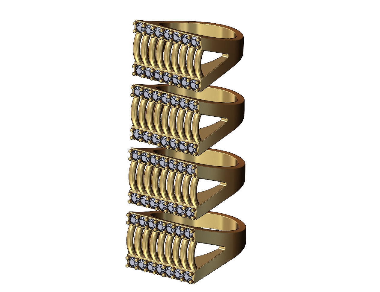 Diamond wire top rectangular ring US sizes 7to11 3D print model_1