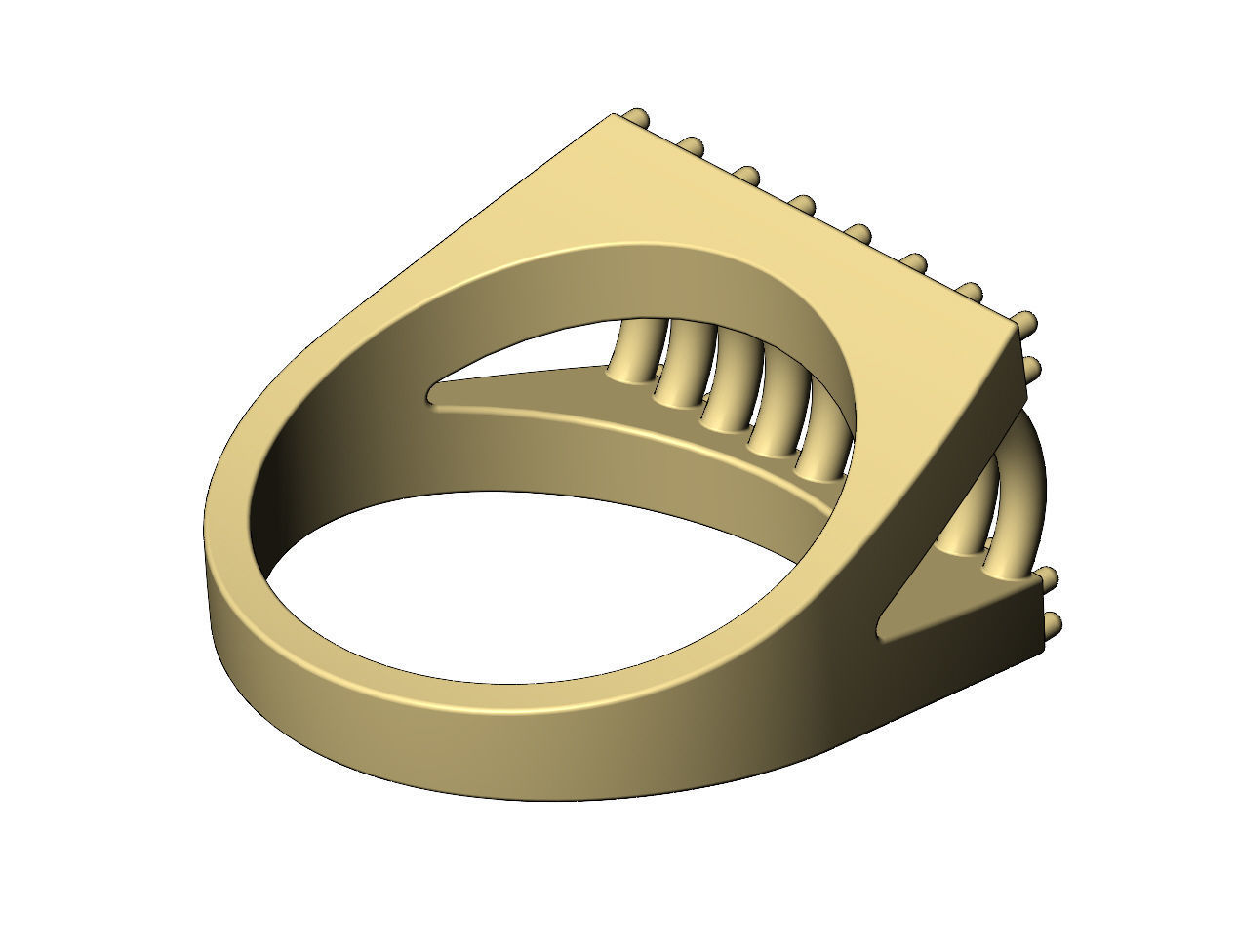 Diamond wire top rectangular ring US sizes 7to11 3D print model_10