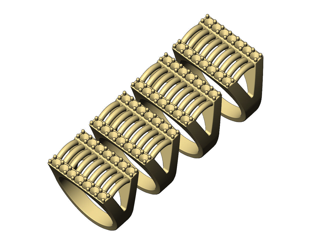 Diamond wire top rectangular ring US sizes 7to11 3D print model_5