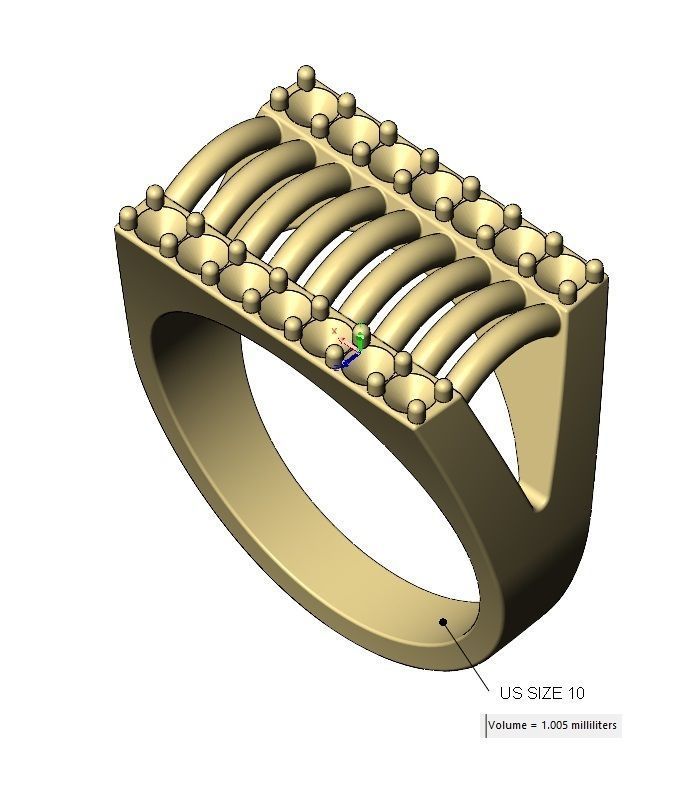 Diamond wire top rectangular ring US sizes 7to11 3D print model_17