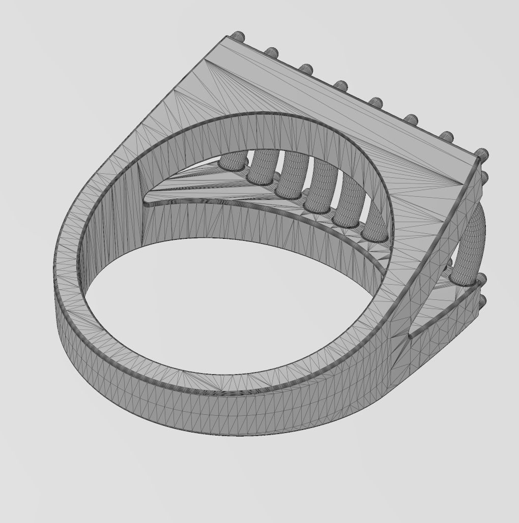 Diamond wire top rectangular ring US sizes 7to11 3D print model_14
