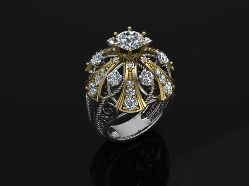 Queens Ring Brand Jewelry Diamonds 3D print model