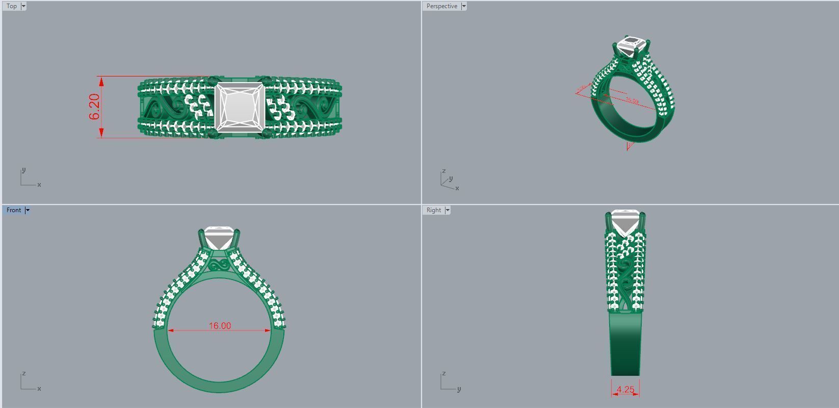 Gold ring 3D print model_3
