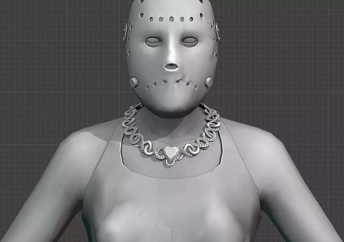 Infinity chain with diamonds low poly 3D model_0