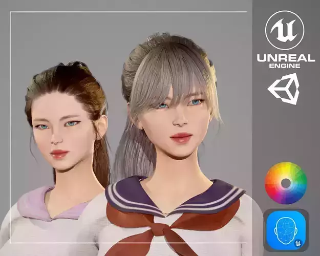 School Girl V2 - SRF Series Female Modular Character Low-poly 3D model