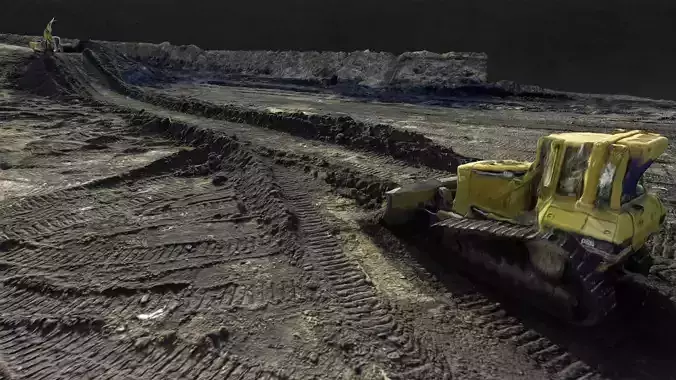 Construction dig site with dark ground