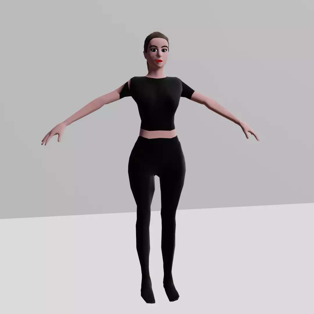Low poly girl model black costume rigged Free low-poly 3D model