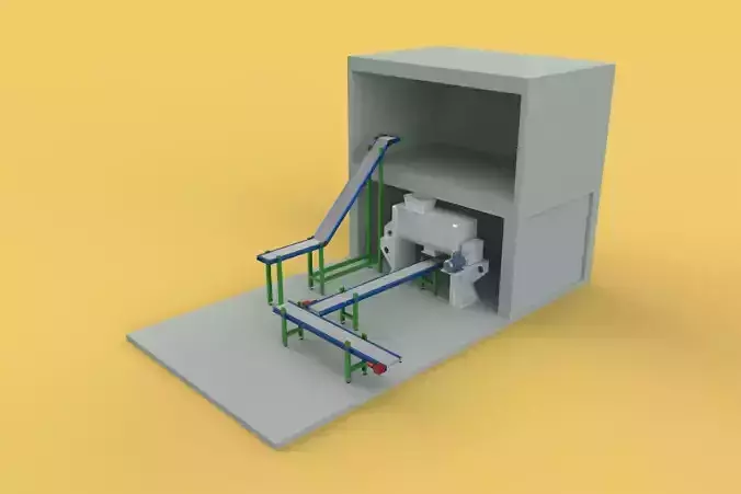 BELT CONVEYOR RIBBON MIXER BLENDER PRODUCTION LINE WAREHOUSE 3D model