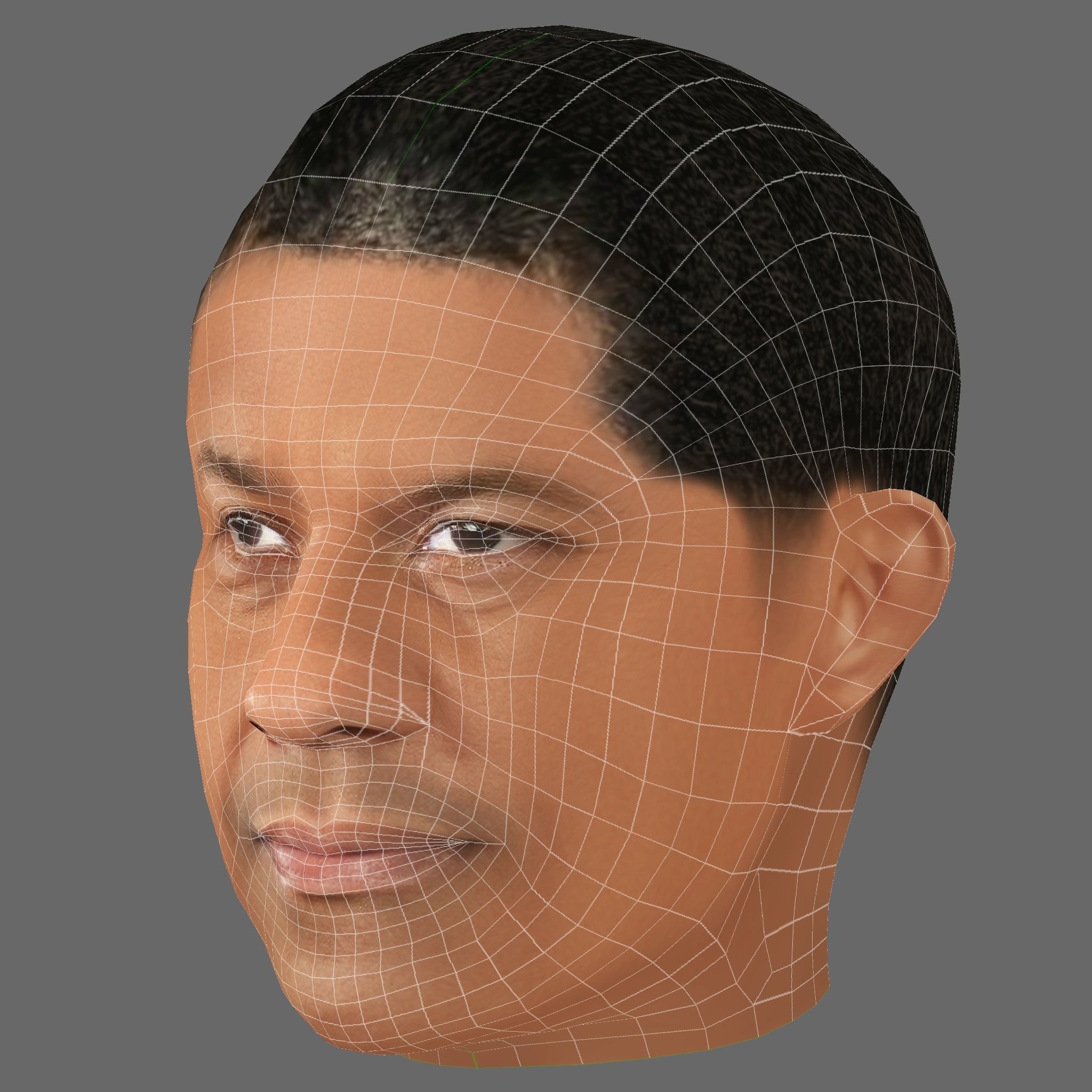 Daniel Washington Head - Low poly head for game Low-poly 3D model_7