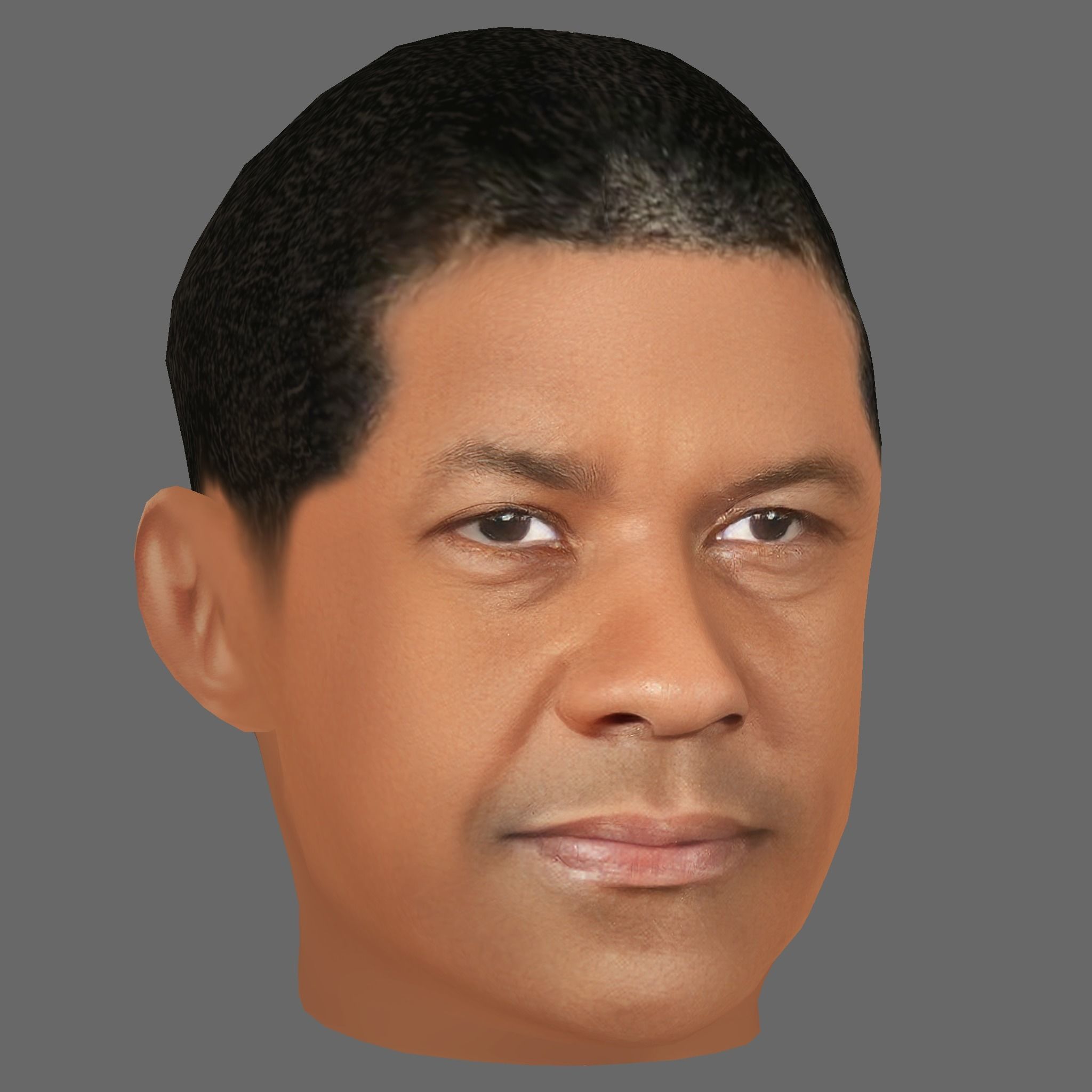 Daniel Washington Head - Low poly head for game Low-poly 3D model_6