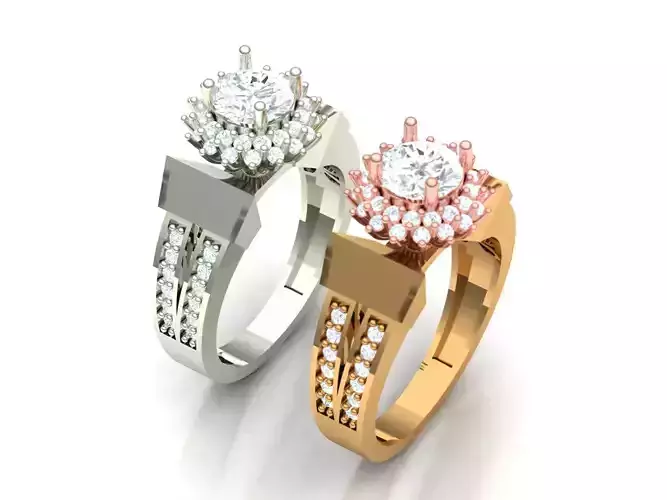 Womens Two piece solitaire ring 3D print model