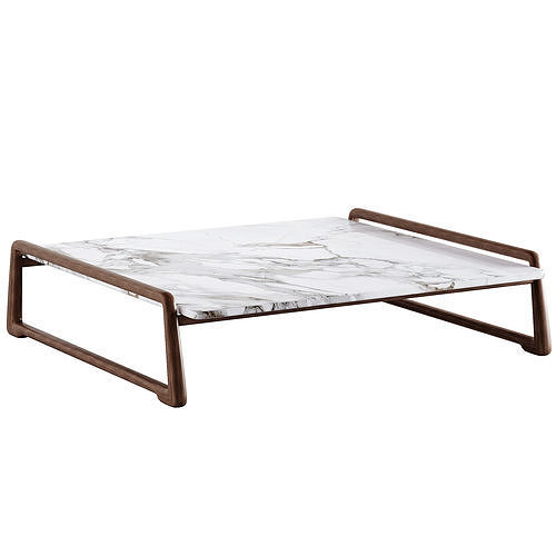 Sunset Rectangular low Carrara marble Coffee Table 3D model